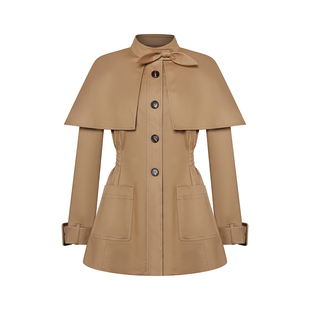 【徐如蓝同款】Maison Wester2025年冬英伦风斗篷风衣羽绒外套女