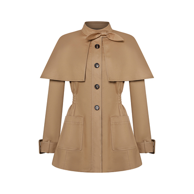 【徐如蓝同款】Maison Wester2025年秋英伦风卡其斗篷风衣外套女