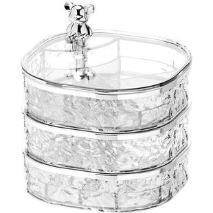 首饰盒旋转带分格多层高档精致新款装耳环发夹头绳皮筋发饰收纳盒