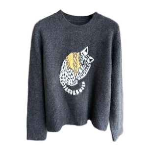 AMR UU◆萌宠减龄 慵懒氛围感显瘦卡通提花毛衣女2025新款秋冬季