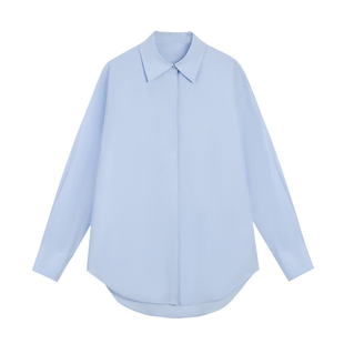 MULVAN 白色长袖衬衫女春秋新款宽松休闲上衣基础款纯棉衬衣