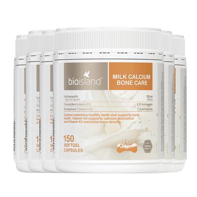 【自营】bio island澳洲成人牛乳钙胶囊补钙中老年钙片150粒/罐*6