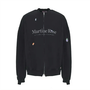 Martine Rose25ss 沙一汀同款水洗做旧印花彩色贴纸拉链卫衣外套