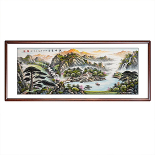 乾坤聚玉聚宝盆山水画纯手绘真迹国画客厅办公室西墙北墙聚财挂画