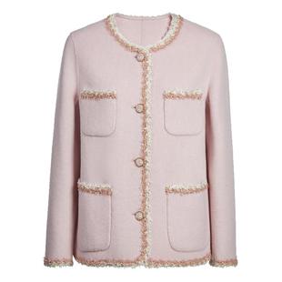 【FIVE PLUS 奥莱】羊驼毛绵羊毛小香风外套女双面呢短大衣女秋装