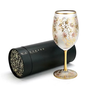 日本进口Aderia樱花描金磨砂玻璃杯复古香槟红酒杯对杯礼盒装
