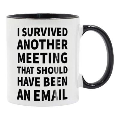 I survived another meeting 办公室 陶瓷马克杯咖啡杯喝水杯子