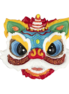 国潮醒狮树脂冰箱贴中式3d磁力贴