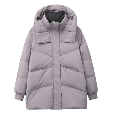 特大码撞色拼接90白鸭绒羽绒服女