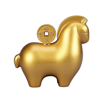 黄铜金色实心马上赚钱摆件