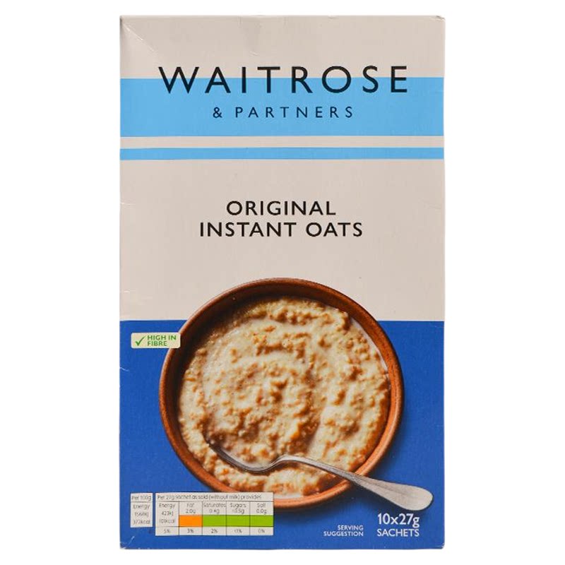 waitrose英国进口原味即食燕麦片营养健康早餐免煮速食冲饮临期