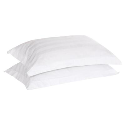 宾馆涤棉纯白色加密加厚缎条枕套