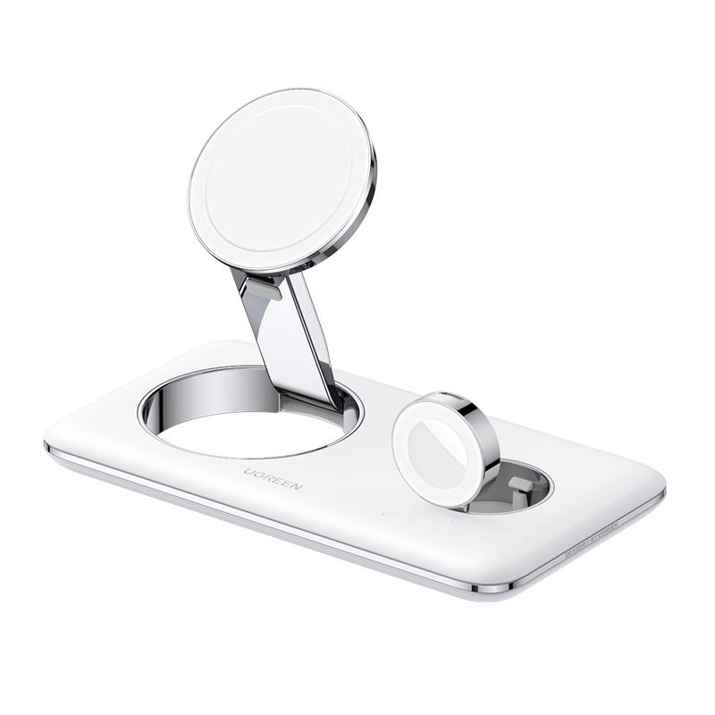 绿联二合一无线充电器mfi认证适用iPhone17promax16苹果15/14/13/12手表s11耳机手机magsafe磁吸快充支架底座