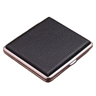 香烟盒新款20支装超薄便携男士高档皮质金属防潮粗中细支三用烟夹