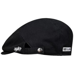 日系经典黑色减龄贝雷帽子女复古反戴前进帽显脸小报童帽鸭舌帽潮