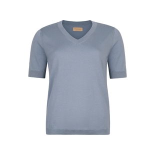 【季末折扣】FALCONERI女士简约休闲V领罗纹纯棉短袖T恤DMM200B