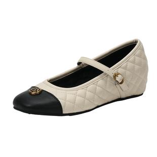 EBLAN/伊伴小香风内增高玛丽珍鞋女2026春季新款芭蕾风菱格小单鞋