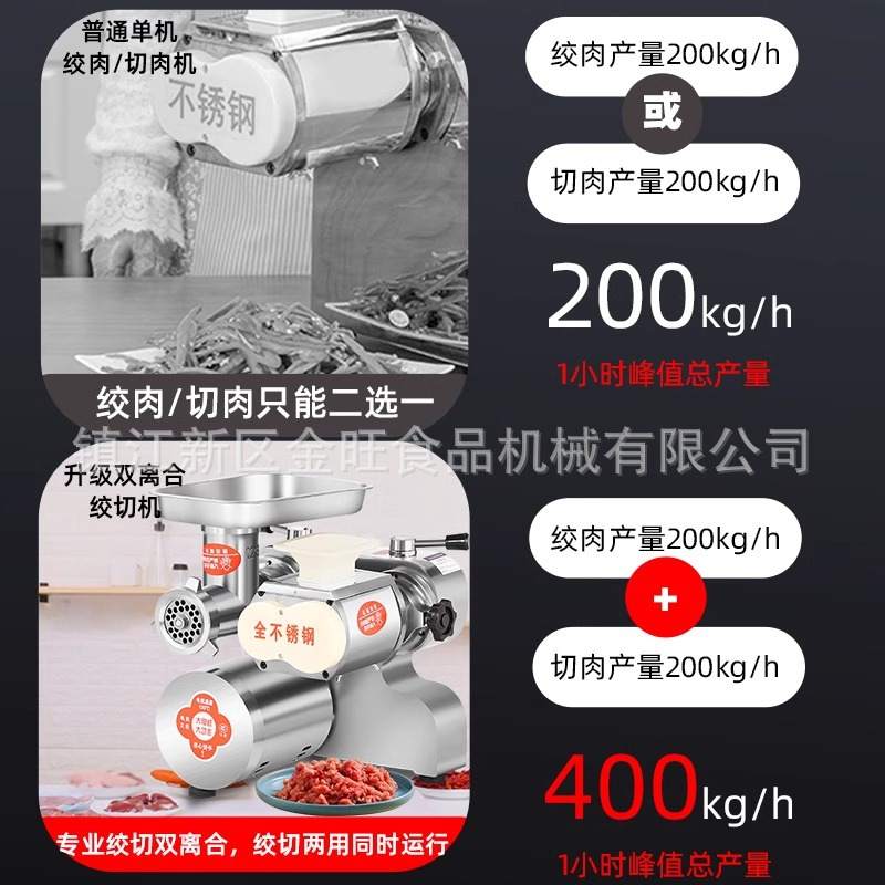 绞肉机商用大功率切肉机全自动台式多功能电动绞切灌一体机肉铺用