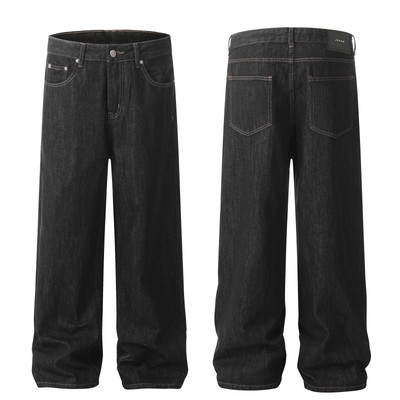 Botanica原牛美式复古黑色阔腿牛仔裤Cleanfit高街Vibe Vintage裤