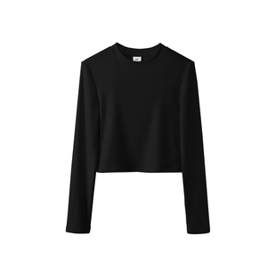 黑色加绒小高领打底衫女2026新款秋冬高腰短款内搭小个子长袖上衣