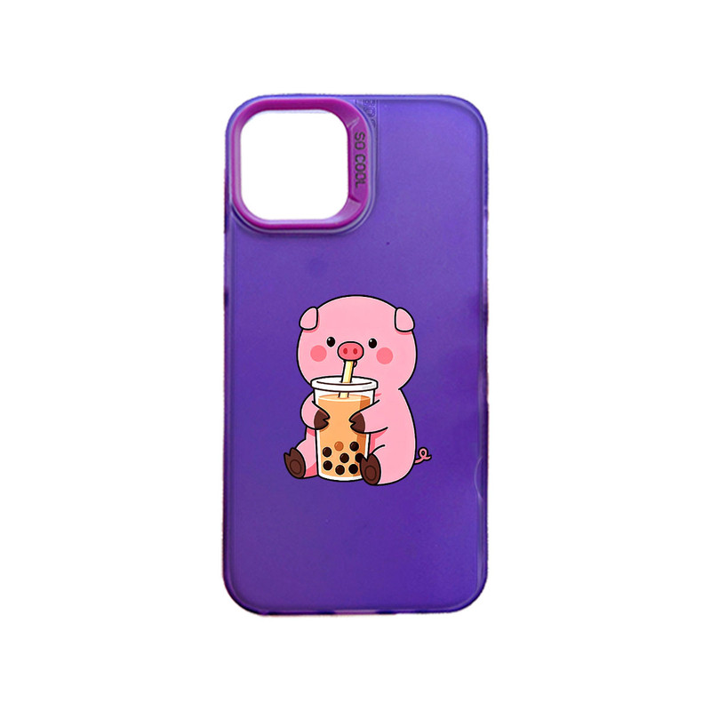 可爱小猪喝珍珠奶茶 适用于iPhone17全包16pro手机壳苹果15promax软华为保护套小米红米k70 vivo 