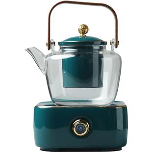 泥印寒江垂钓玻璃提梁壶电陶炉煮茶专用茶壶家用中式现代简约煮茶