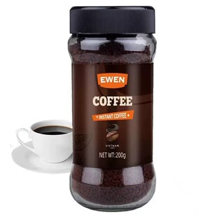 进口EWEN意文速溶咖啡冻干苦黑咖啡拿铁速溶食品无蔗糖咖啡粉罐装