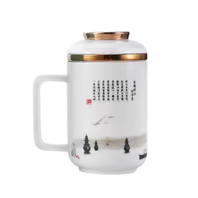 杭州西湖白瓷旅行茶具礼盒湖畔居