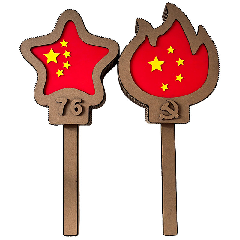 自制火炬模型纸板创意手工 红色主体国庆节幼儿园diy材料废物利用