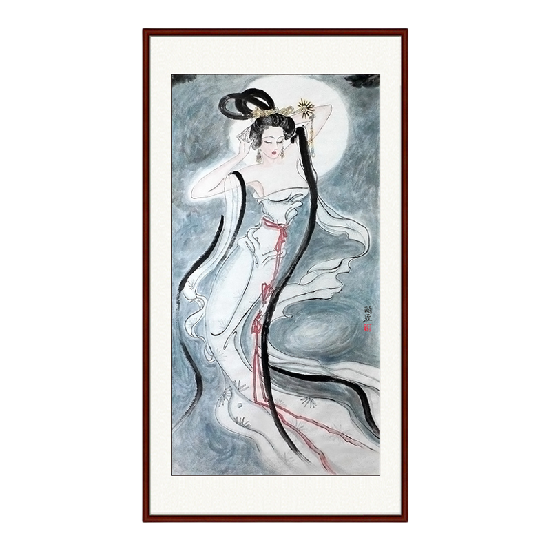 手绘国画人物画壁画写意画