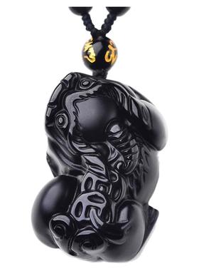 黑曜石2钱貔貅吊坠男款六字箴言