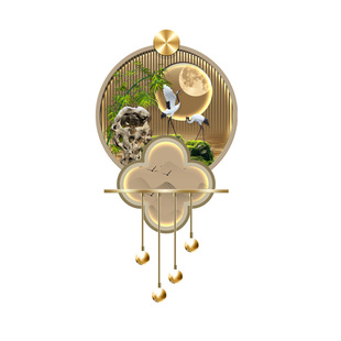 入户玄关装饰画竹报平安禅意茶室挂画走廊过道背景墙立体带灯壁画