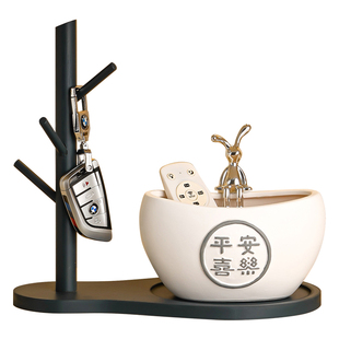 鞋柜玄关钥匙收纳摆件入户进门口客厅锁匙桌面遥控器置物架装饰品