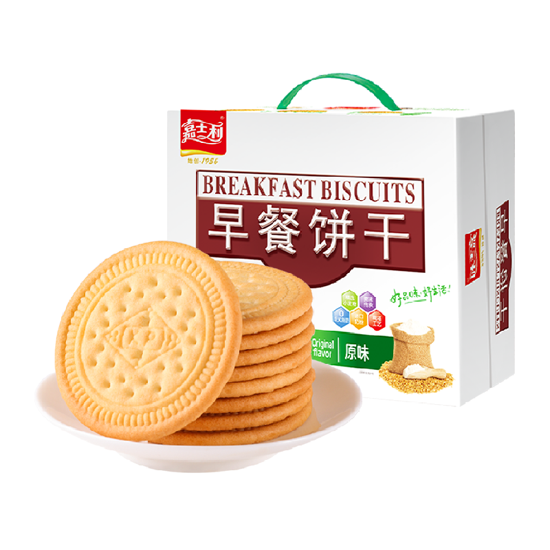 嘉士利原味早餐饼干1000gx1箱薄脆代餐饱腹儿童零食送礼整箱