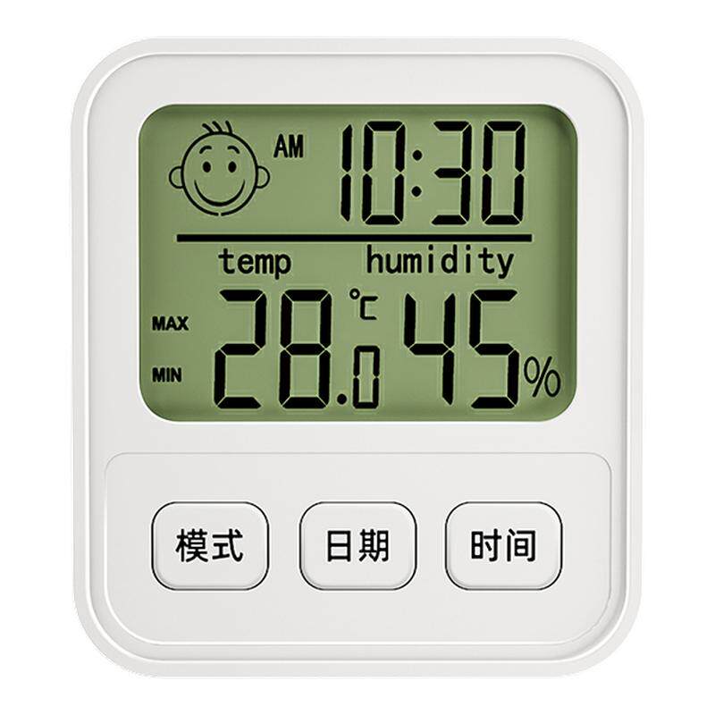 电子数显温湿度计室内家用婴儿时钟壁挂式迷你温度精准闹钟温度表