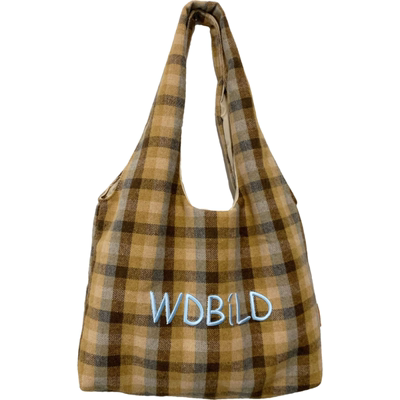 日系复古格子休闲单肩包