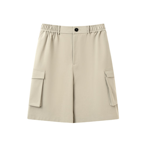 UNICAHOMME/时髦简约范_空气层面料休闲松紧腰工装短裤男