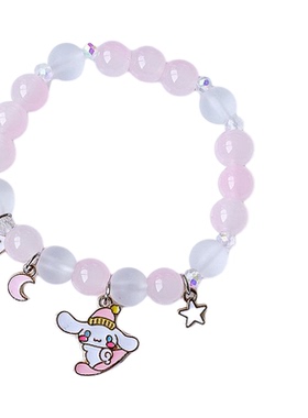 韩版水晶玉桂狗手链粉色黄色儿童