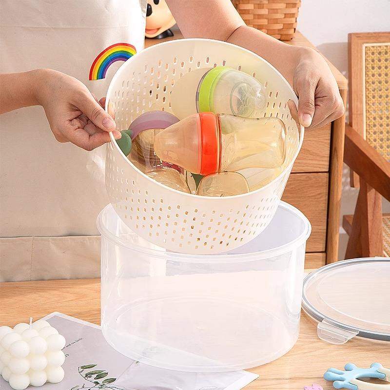 洗奶瓶专用盆婴儿食品级家用烫清洗沥水消毒吸奶器背奶盒圆形带盖