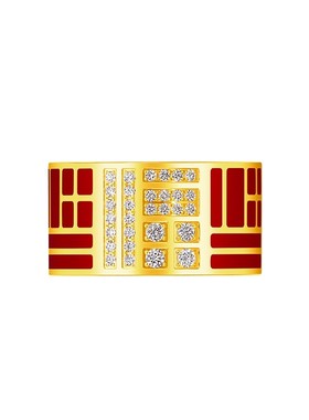 周大福传福系列福字黄金镶钻戒指