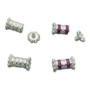 925纯银镶钻螺丝扣配件diy手工串珠手链项链饰品水晶散珠扣头配饰