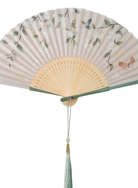 小清新折扇女扇夏天折叠便携竹扇