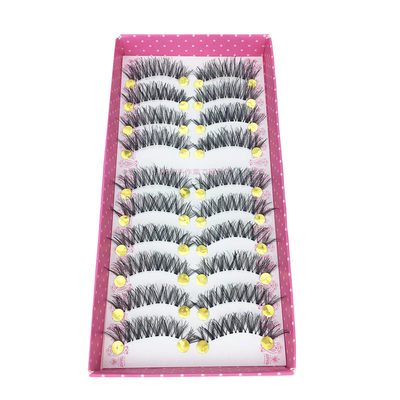 9953手工自然假睫毛透明梗柔软仿真交叉款凌乱眼尾长浓密眼睫毛