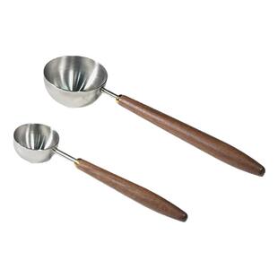 304不锈钢胡桃木柄咖啡勺定量勺咖啡豆勺长柄家用舀粉勺取豆量匙