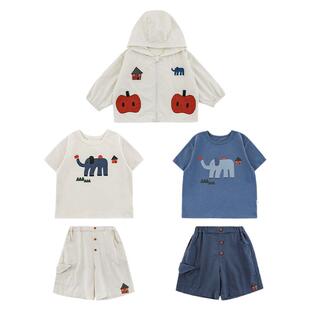 幼悠女童轻盈防晒系列夏季隔热遮光连帽防晒衣宽松短袖五分短裤潮