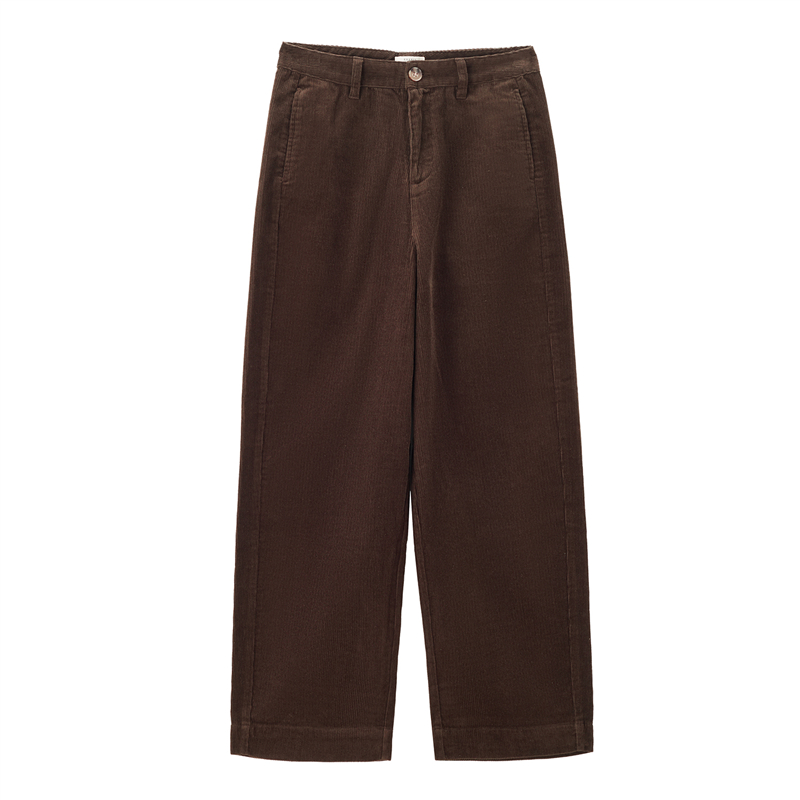 佐丹奴裤子女新款灯芯绒复古条绒阔腿裤女式休闲九分裤05424681