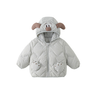 男宝宝轻薄羽绒服秋冬装连帽外套婴儿保暖衣服儿童白鸭绒冬季外穿