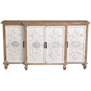 美式复古波西米亚柜民宿实木做旧餐厅储物柜鞋柜玄关柜雕花镜柜子