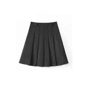 灰色百褶裙毛呢半身短裙大码女秋冬小个子中裙梨型身材伯克利裙子