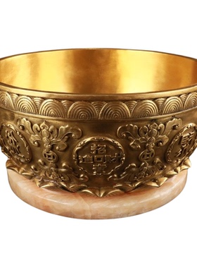 铜工艺品家居摆件乔迁开业礼品黄玉仿古招财聚宝盆